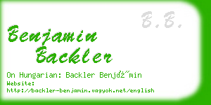 benjamin backler business card